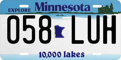 MN license plate 058LUH