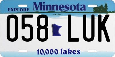 MN license plate 058LUK