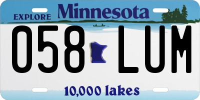 MN license plate 058LUM