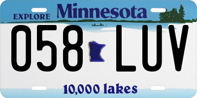 MN license plate 058LUV