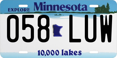 MN license plate 058LUW
