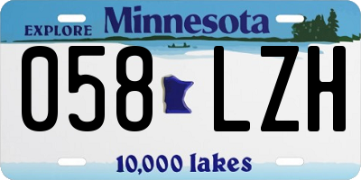 MN license plate 058LZH