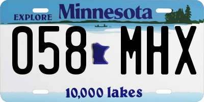 MN license plate 058MHX