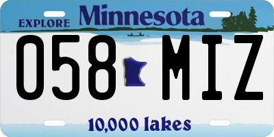 MN license plate 058MIZ