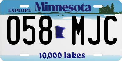 MN license plate 058MJC