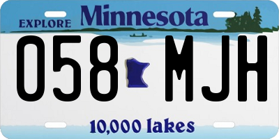 MN license plate 058MJH