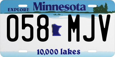 MN license plate 058MJV