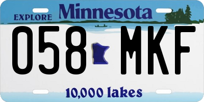 MN license plate 058MKF