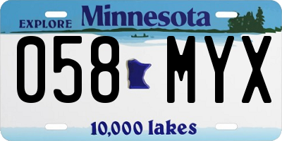 MN license plate 058MYX