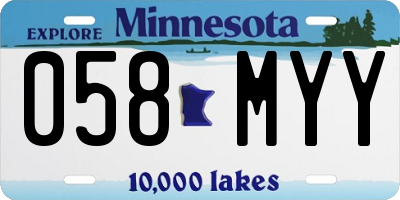 MN license plate 058MYY