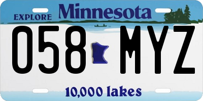 MN license plate 058MYZ