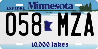 MN license plate 058MZA