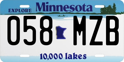 MN license plate 058MZB