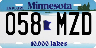 MN license plate 058MZD