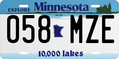 MN license plate 058MZE