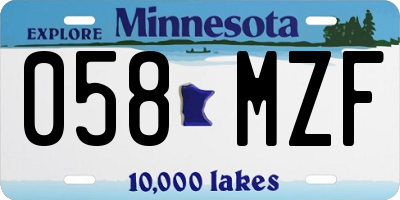 MN license plate 058MZF
