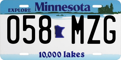 MN license plate 058MZG