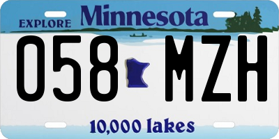 MN license plate 058MZH