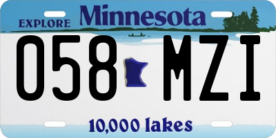 MN license plate 058MZI