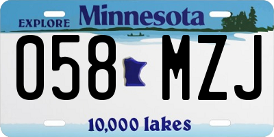 MN license plate 058MZJ