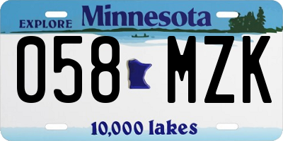 MN license plate 058MZK