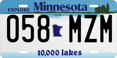 MN license plate 058MZM