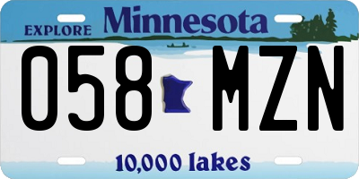 MN license plate 058MZN