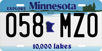 MN license plate 058MZO