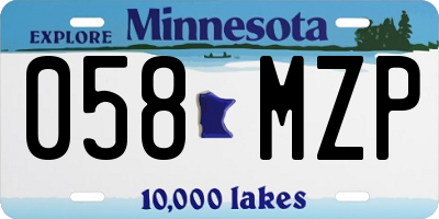 MN license plate 058MZP