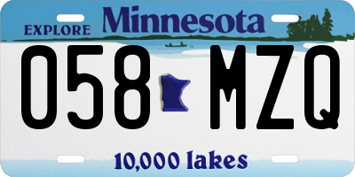 MN license plate 058MZQ