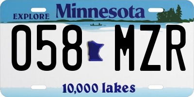 MN license plate 058MZR