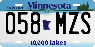 MN license plate 058MZS