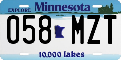 MN license plate 058MZT