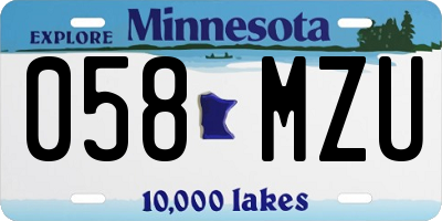 MN license plate 058MZU