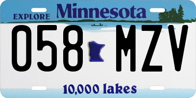 MN license plate 058MZV
