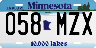 MN license plate 058MZX