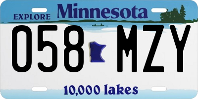 MN license plate 058MZY