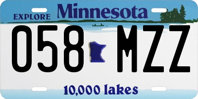 MN license plate 058MZZ