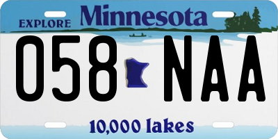 MN license plate 058NAA