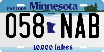 MN license plate 058NAB