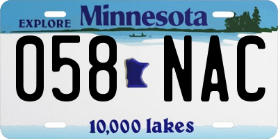 MN license plate 058NAC