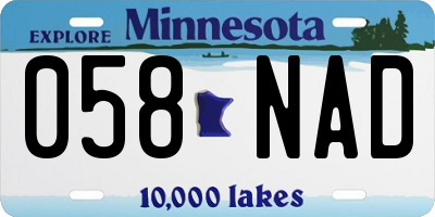 MN license plate 058NAD