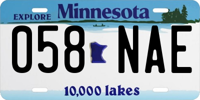 MN license plate 058NAE