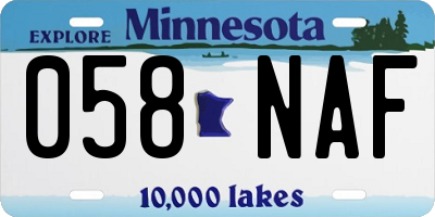 MN license plate 058NAF