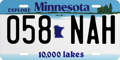 MN license plate 058NAH