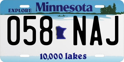 MN license plate 058NAJ