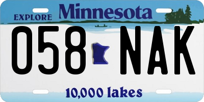 MN license plate 058NAK