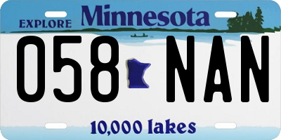 MN license plate 058NAN