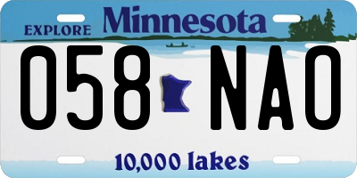 MN license plate 058NAO