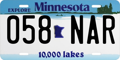 MN license plate 058NAR